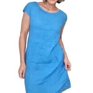 Made In Italy linen shift dress short sleeve